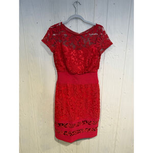 Women's TADASHI SHOJI Red Lace Mini Dress Size 6